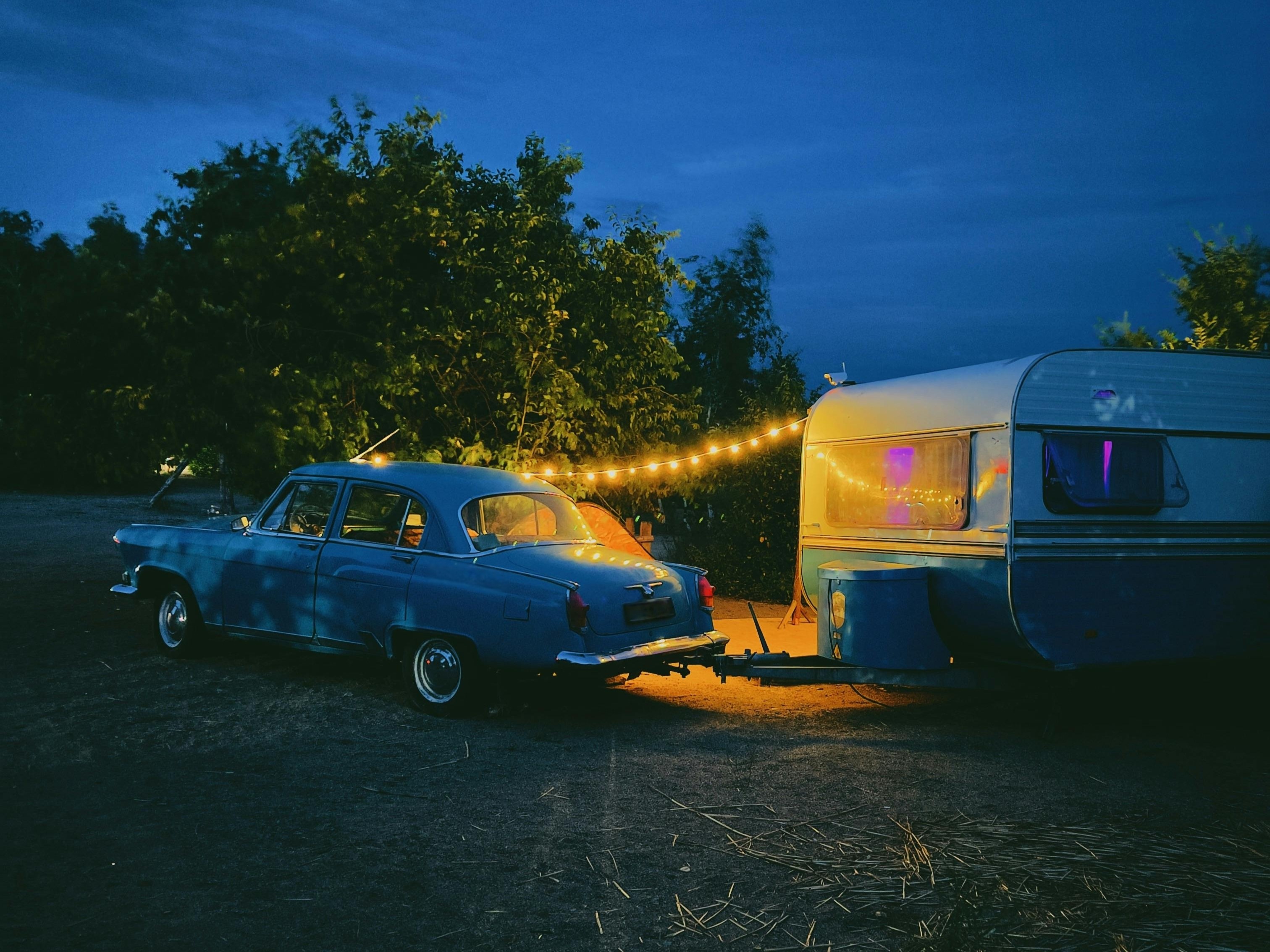 Car towing a trailer